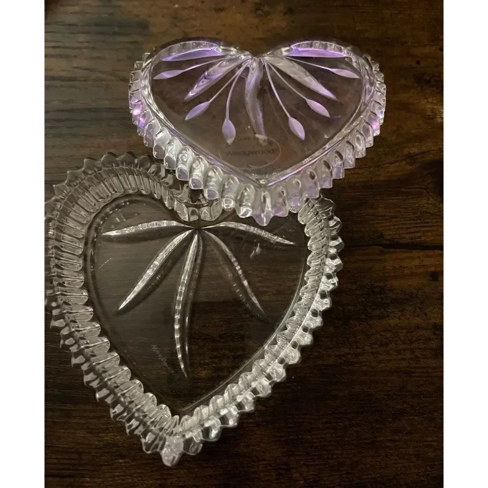 VNT Wedgwood Crystal Trinket Jewelry Box Cut Glass Heart Keepsake NWT